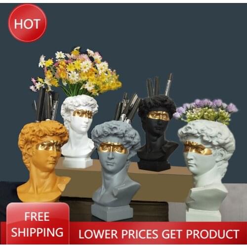 Greek Flower Vases David Goddess Pot Flower Vase for Decoration Vase Head Ornament Home Decor Vaso Vases for Flowers