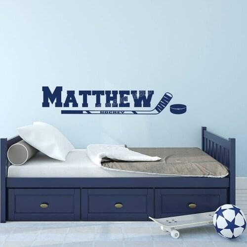 Hockey Name Custom Wall Decal Custom Boys Name Wall Decal Hockey Wall Decor Vinyl Hockey Theme Boys Teens Kids Room Decor C549
