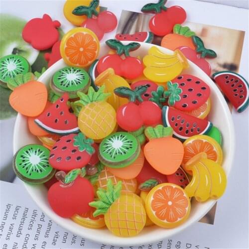 10pcs simulation food Fruit Flatback Cabochon mobile phone Stick stationery box diy material children accessories gem stone-diy