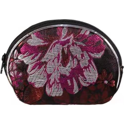 Wallets Technology China Wind Zero Wallets Manufacturer Direct Sales Brocade Embroidery Fan-Shaped Small Zipper Wallets
