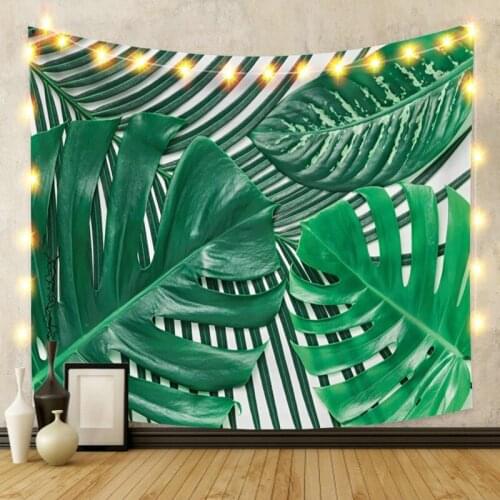 Beautiful Leaves White Tapestry Vintage Exotic Summer Plant Nature Frame for Bedroom Photography Wall Decor