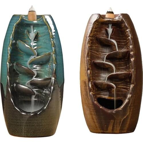 Incense Burner Ceramic Backflow Incense Burner For Living Room Decoration Dragon Incense Holder Censer With 10pcs Incens Cones