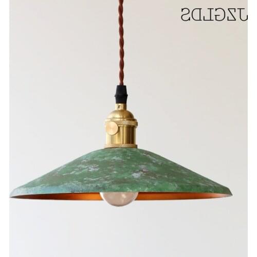 Loft American Iron Vintage Small Copper Umbrella Lamps Pendant Light Single Crystal Glass Pendant Light deco maison