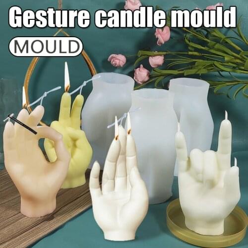 Creative Gesture Candle Stencil Multifunctional DIY Crafts Silicone Template Reusable Epoxy Resin Casting Stencil Dropship