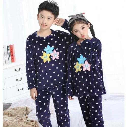 Autumn Winter Children Fleece Pajamas Warm Flannel Sleepwear Girls Loungewear Coral Fleece Kids Pijamas Homewear Winter Pyjama S