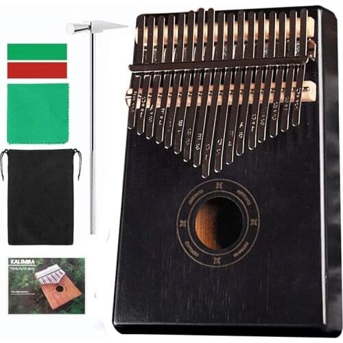 Kalimba 17 Keys Thumb Piano, Portable Mbira Sanza Finger Piano With Tune Hammer Accessaries for Kids Adult Beginner Professional
