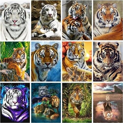 Full Kits Square Diamond Painting Tiger Cross Stitch DIY 5D Needlework Diamond Embroidery Sale Animal Home Decoration