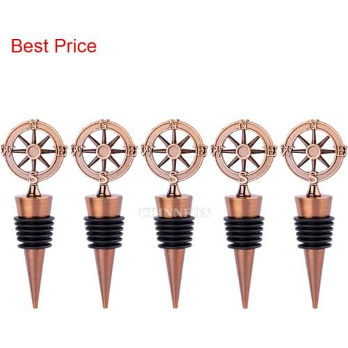 200Pcs/Lot Travel Theme Wedding Souvenirs Wedding Party Favors Bronze Compass Wine Bottle Stoppers 4x10.5cm Christmas Gifts