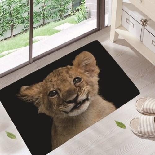 Fierce Lion Family with Zebra Floor Mats Living Rooms Anti-slip Carpet for Bedroom Kitchen Bathroom Rug Welcome Mats Front Door