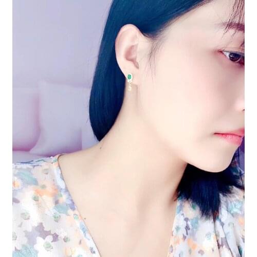 The Best Gift for Your loved Girl Emerald Earring Natural And Real 925 sterling silver Emerald Earring