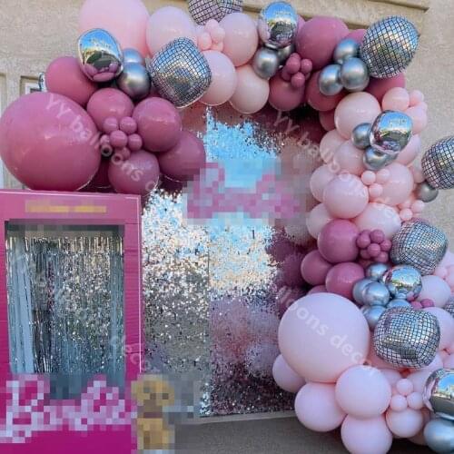 DIY Baby Pink Balloon Garland Kit 22inch Disco 4D Ball My 1st One Year Party Decorations Kids Baby Boy Girl Garland Supplies