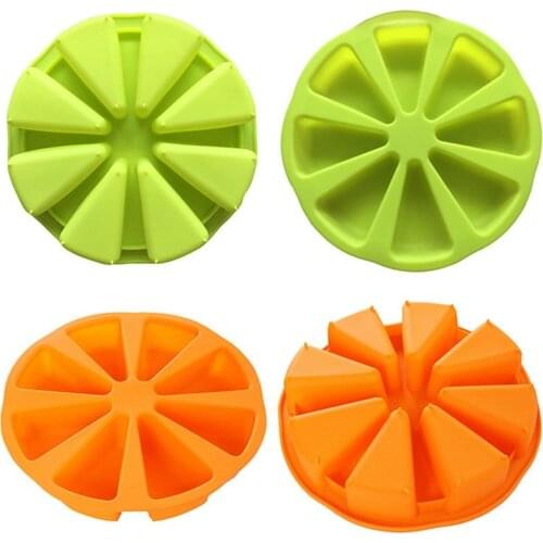 Silicone Portion Cake Mold 8-Cavity DIY Non-stick Soap Mould Pizza Slices Pan Silicone Soap Mould Kitchen Baking Molds Coxeer