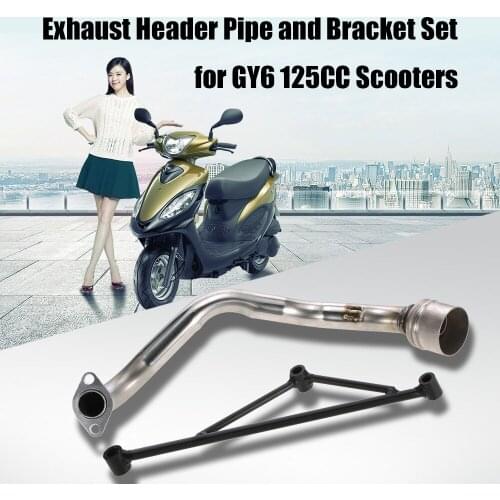 Scooter Exhaust Pipe Muffler Header with Mounting Bracket Set for GY6 125CC Engine