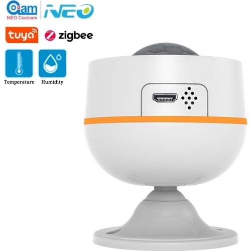 Coolcam Zigbee Smart PIR Motion Sensor With Temperature and Humidity Sensor Battery Powered Or USB Charge Works With TUYA Hub