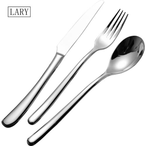 LARY 400 Dinnerware Stainless Steel Mirror Surface Tableware Knife Fork Spoon Luxury Cutlery Flatware Dishwasher Safe
