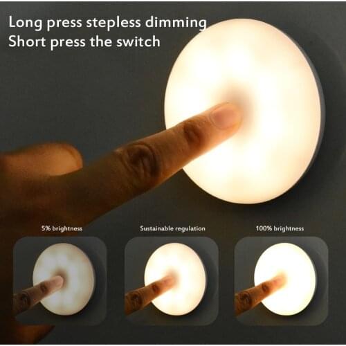 LED Touch Sensor Night Light Rechargeable Bedside Lamp Magnetic Base Wall Lamp USB Charged Circle Portable Home Night Lamp