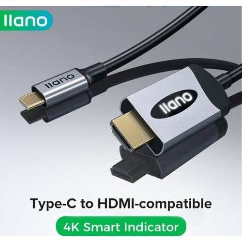 LLANO USB C/Type C To HDMI-compatible Cable Adapter Indicator HD 4K For MacBook/Huawei/Matebook/Apple/Phone/PC/TV Video Cord