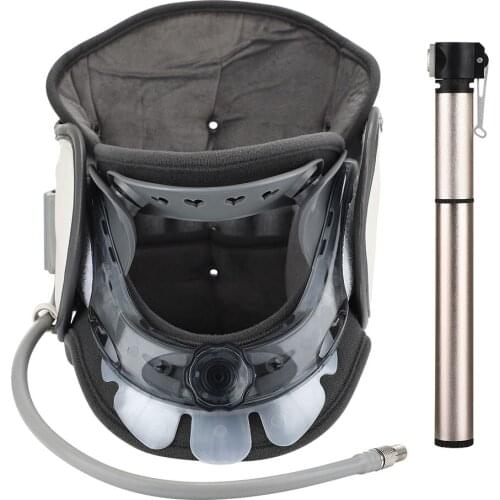 Neck Cervical Traction Device Force by Air Pump Adjustable Inflatable 360 Neck Protection Cervical Spine Pain Relief Stretcher