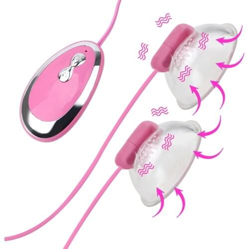 Nipple Suction Cups Vibrator Nipple Sucker Vibrator Sex Toy for Woman Tongue Lick Electric Breast Pump Breast Enlarge Massager