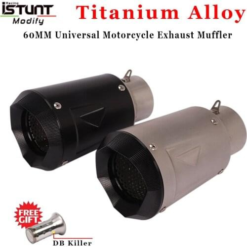 60mm Motorcycle Exhaust Pipe Titanium alloy escape moto GP exhaust Muffler with DB killer For GSXR600 Z1000 ER6N K7 R1 R6 MT09