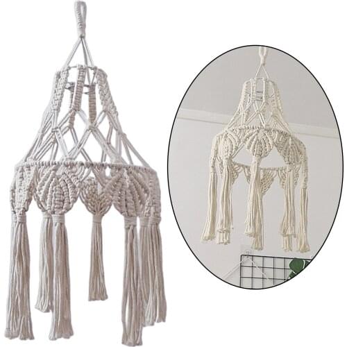 Macrame Tassel Lamp Shade Woven Bohemian Ceiling Lampshade Cover Party Decor