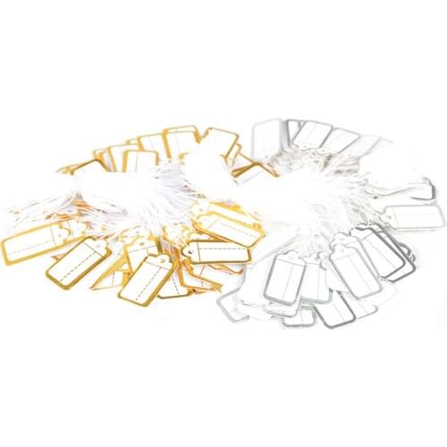 100PCS Jewelry String Cord Price Tags Custom Printing Blank Label Gold Silver Display Accessories Jewellery Store DIY Craft