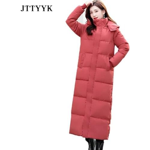 Plus size Clothing Women Winter Coats 2021 X-Long Down Parkas Warm Overcoat Streetwear Hoodies Puffer Jacket Female Elegant Top