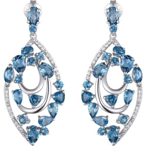 GZ ZONGFA Best Selling Women Earrings natural Blue Topaz gem handmade Earrings 925 Silver Fashion Fine Earrings jewelry