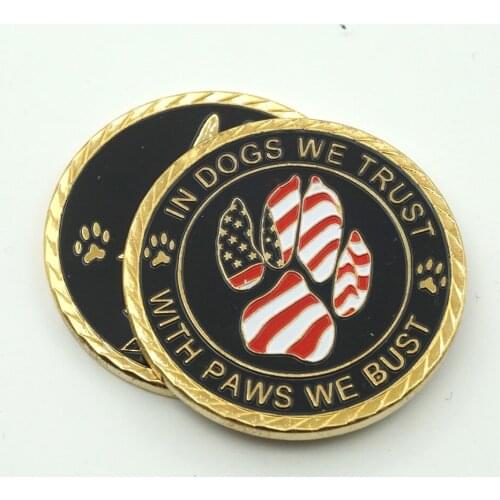 1 Oz 9999 gold Police Dogs Challenge Coins In Dogs We Trust With Paws we Bust Reconnaissance of Enemy Forces Coin