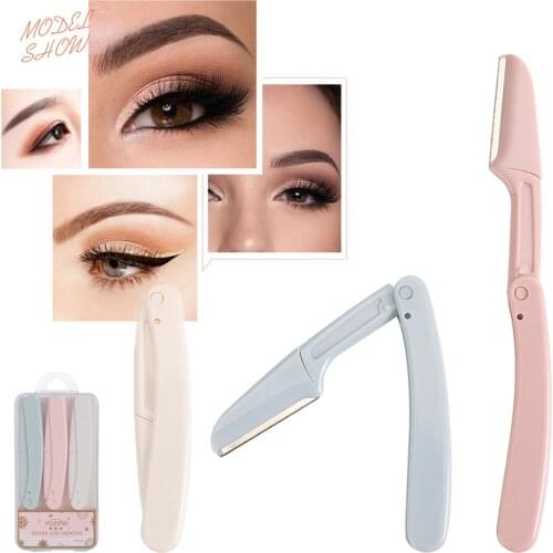 1/3Pcs/Set Mini Eyebrow Trimmer Foldable Eyebrow Razor Hair Remover Face Shaver Blades Eyebrow Tools Eyebrow Shaping Dropship