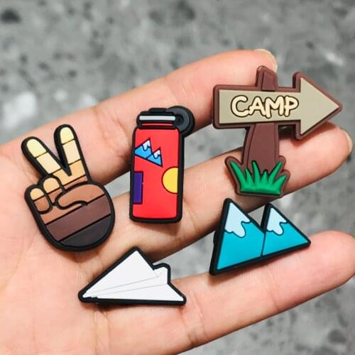 1Pcs Camp Mountain Bottle PVC Charms Shoe Accessories Garden Shoe Decoration for Croc Jibz Clog Buckle Kids X-mas Kids Gift