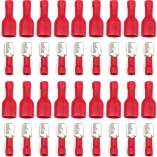 10Pairs Female + Male Electrical Wiring Connector 20PCS Insulated Crimp Spade Terminal FDFD2-250 MDD2-250 4.0-6.0mm2