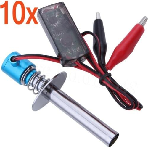 10pcs/Lot HSP 80100 6-12V Electric Glow Plug Igniter Upgraded for 1/8 1/10 Nitro RC Car Monster Truck with Alligator Clip