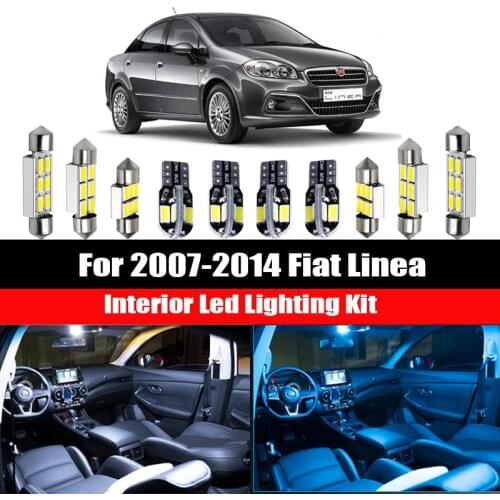 11pcs For Fiat Linea 2007-2014 White Canbus LED Interior Dome Map Reading Light Kit Car Accessories Trunk Cargo Glove Box Lamp