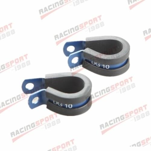 2PCS Aluminum Rubber Cushioned Clamp ID 15.9mm For AN8 Hose Blue