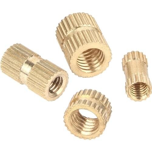 20pcs Brass Insert nut M6 Double Pass Injection Molding brass knurled thread inserts nuts copper nut M6*6/8/10/12 OD=8mm