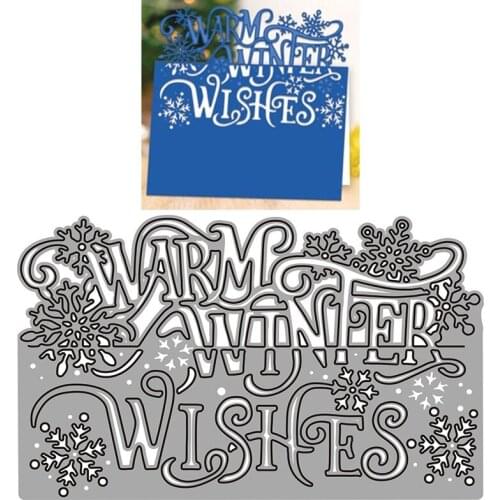 2021 Christmas Cut Die Christmas Warm Winter Wishes Lace Metal Cutting Dies Diy Molds Scrapbooking Paper Making Die Cuts Crafts