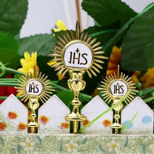 24/12pcs 1.75" 3.25" JHS Mini First Communion Favor Gold Cake Top Decor Sacrament Baptism Christening Party Table Decoration