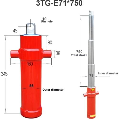 3TG-E71*750 One-way Multi-section Sleeve Type Hydraulic Cylinder Hydraulic Tool Agricultural Vehicle Retractable Top Accessories