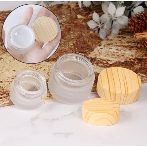 5PC/set Japanese-style wood color frosted glass pen washing cup lid crystal cup loading and unloading water travel sub-bottle