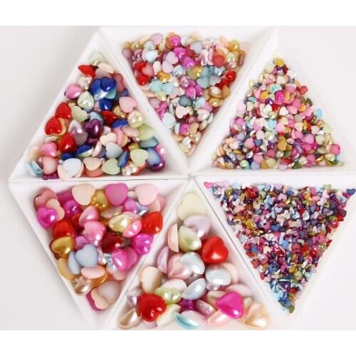 50-300Pcs (3-12mm) Imitation Pearls Half Love/Heart Flatback Buddha Head Beads Wedding Cards Embellishments DIY Decoration