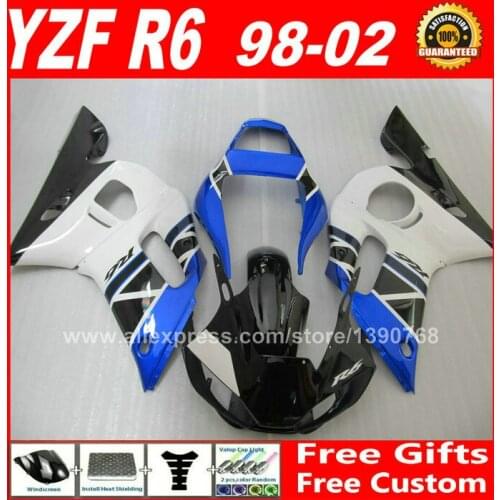 Aftermarket fairings Fit for YAMAHA R6 1998 1999 2000 2001 2002 blue body parts 98 99 00 01 02 fairing kits U4V2