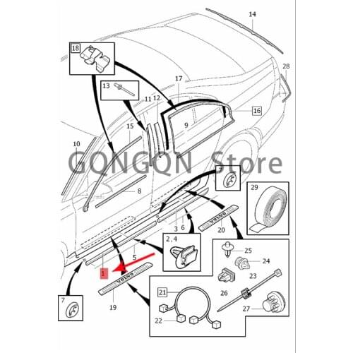 CAR adjustment mode 2007-2015vol vov70 s80l s80 car door trim, skirt guard, fender trim strip, anti-scratch strip trim