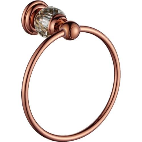 Free shipping rose gold finish crystal towel ring