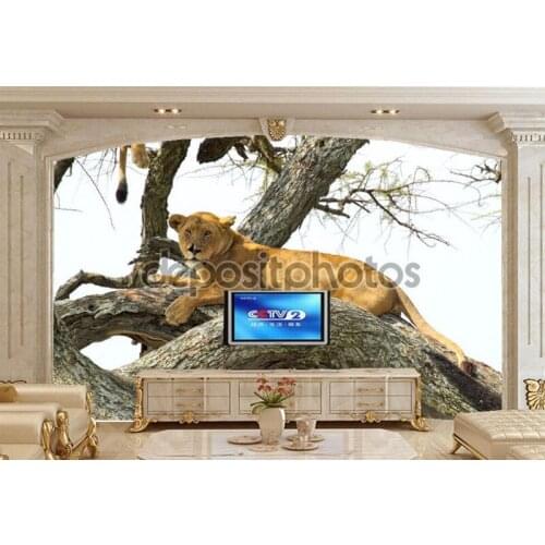 Large 3D murals wallpapers,The African lion on the tree wallpaper,living room sofa TV wall bedroom papel de parede