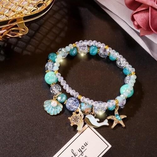 2021 New Summer Ocean Qing Whale Starfish Seashell Bracelets female Simple Friendship Bracelet for women Gift Jewelry for women