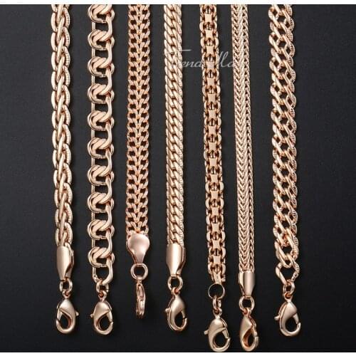 585 Rose Gold Necklace For Women Men Venitian Curb Snail Foxtail Link Chains Womens Mens Gold Filled Necklaces Wedding gift CNN1