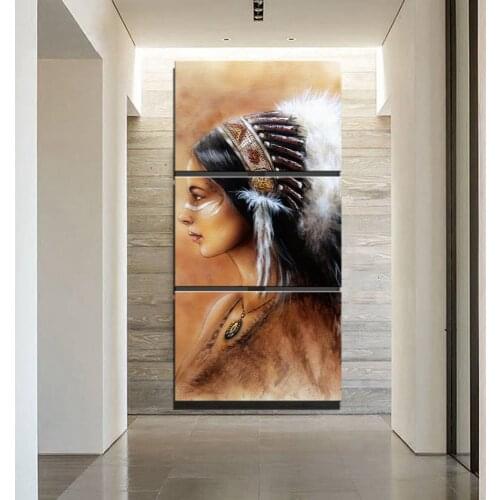 Retro Home Decoration Canvas Painting Feathered Girl Wall Art Artwork for Living Room Wall Decor Poster And Prints drop Shipping