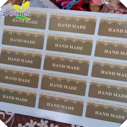 Baking packaging "handmade" hand made non dry glue seal affixed to biscuit bag decorative sticker