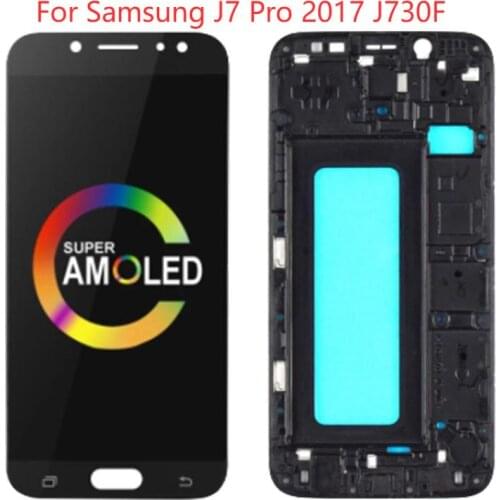 Super AMOLED J7 Pro Display For Samsung Galaxy J7 Pro 2017 LCD Display Touch Screen 5.5" J7 2017 SM-J730F J730 LCD With Frame